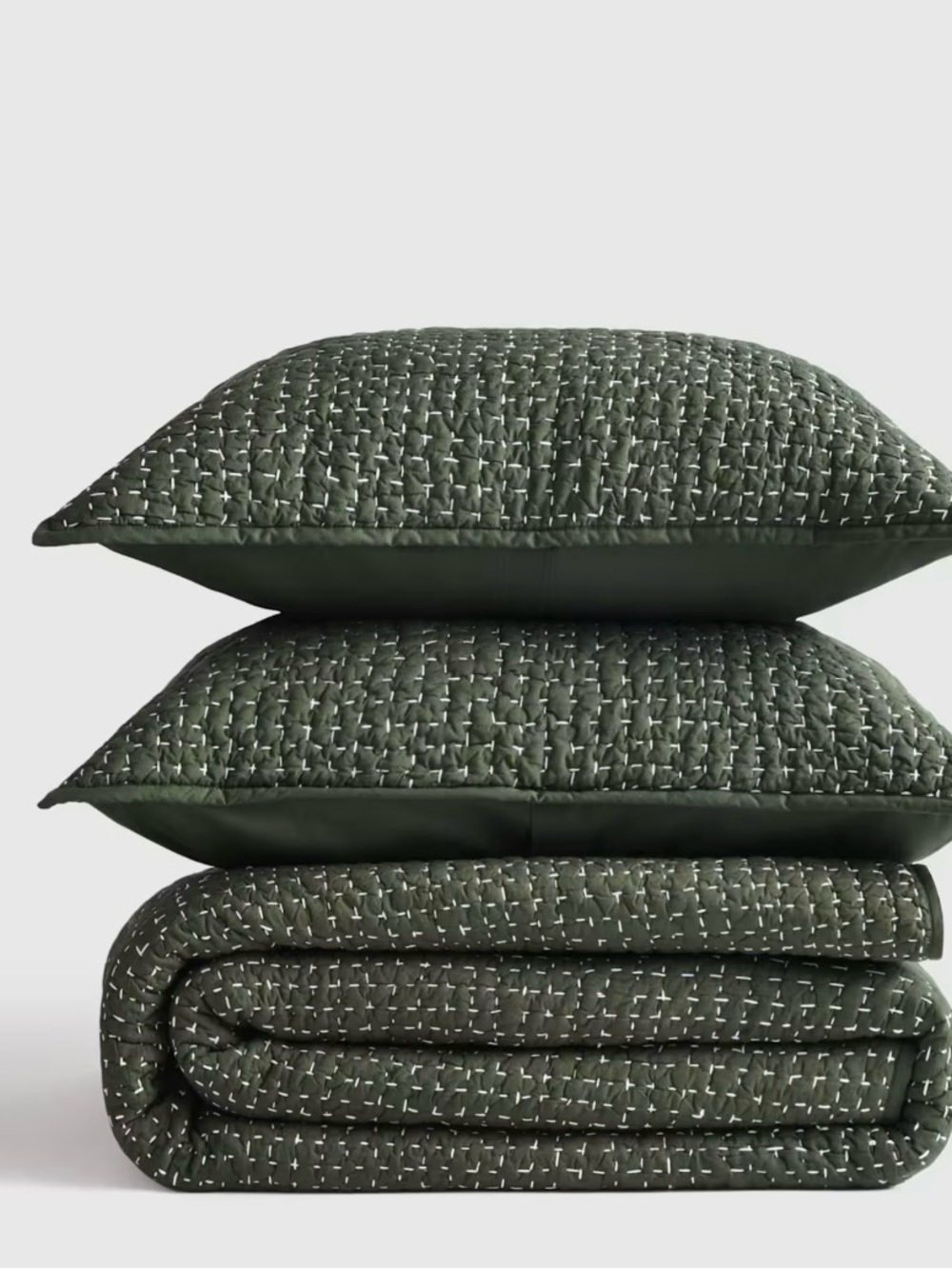 NWT Quince PINE SET 214 Organic Cotton Hand Stitched Quilt King with shams